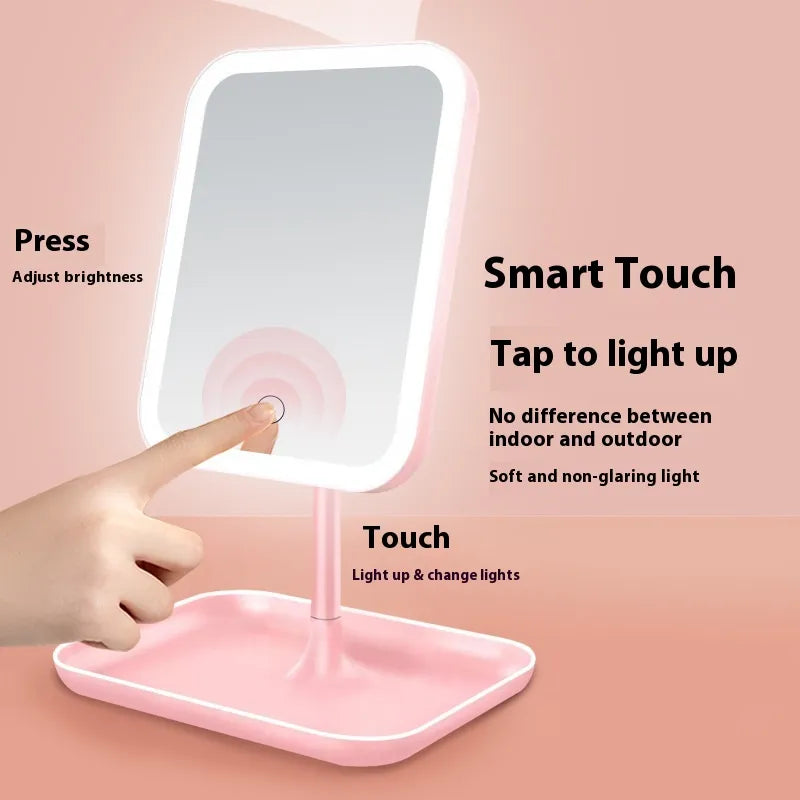 Portable LED Makeup Mirror — Pink