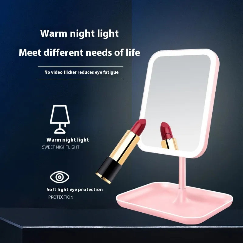 Portable LED Makeup Mirror — Pink